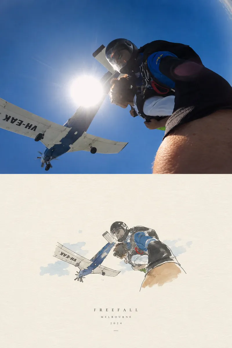 Freefall Melbourne のミニマルなトラベルポスター例